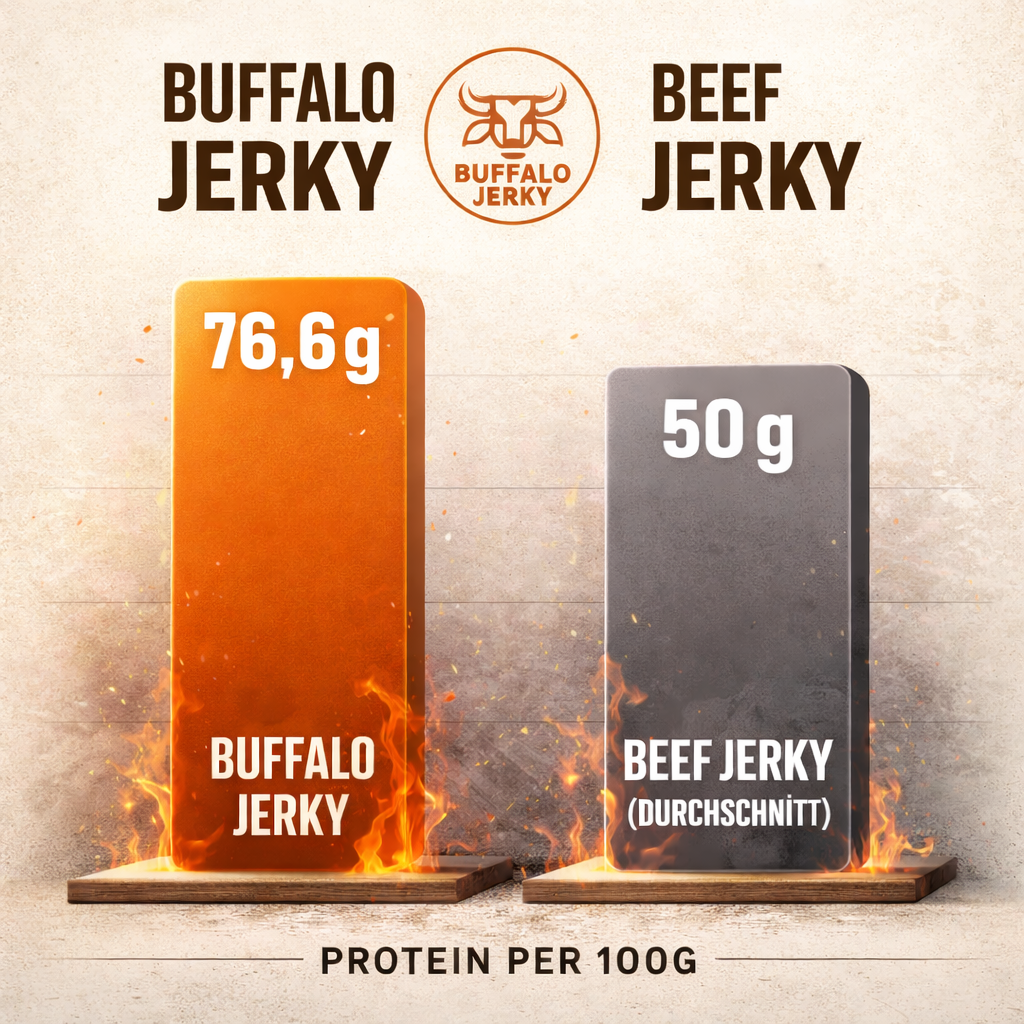 100% Wasserbüffel Jerky – ohne Zuckerzusatz, ohne Bullshit